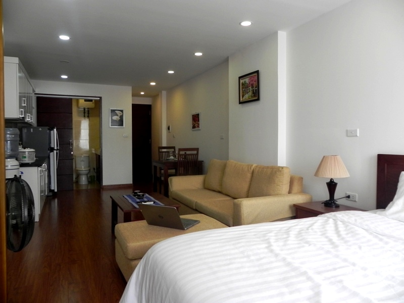 Peaceful, bright 1bed apartment for rent 5th floor in Tran Quy Kien street